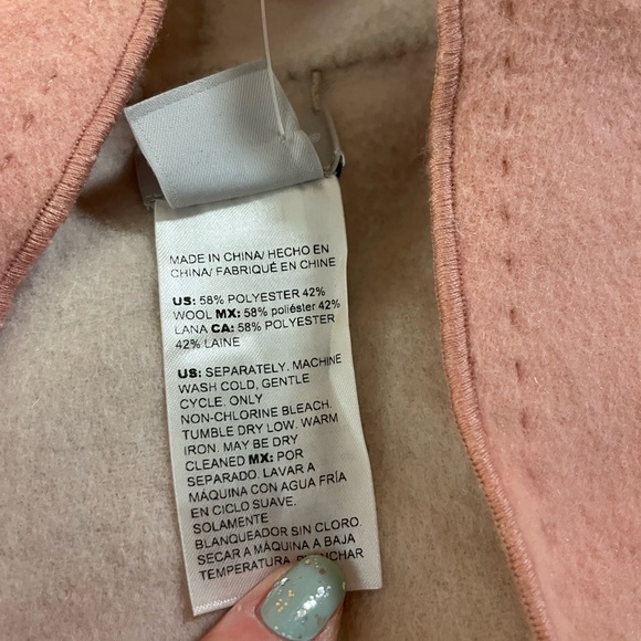 Chicos Plush Reversible open front Jacket size 16 18 XL size 3 rose pink wool - Picture 13 of 16